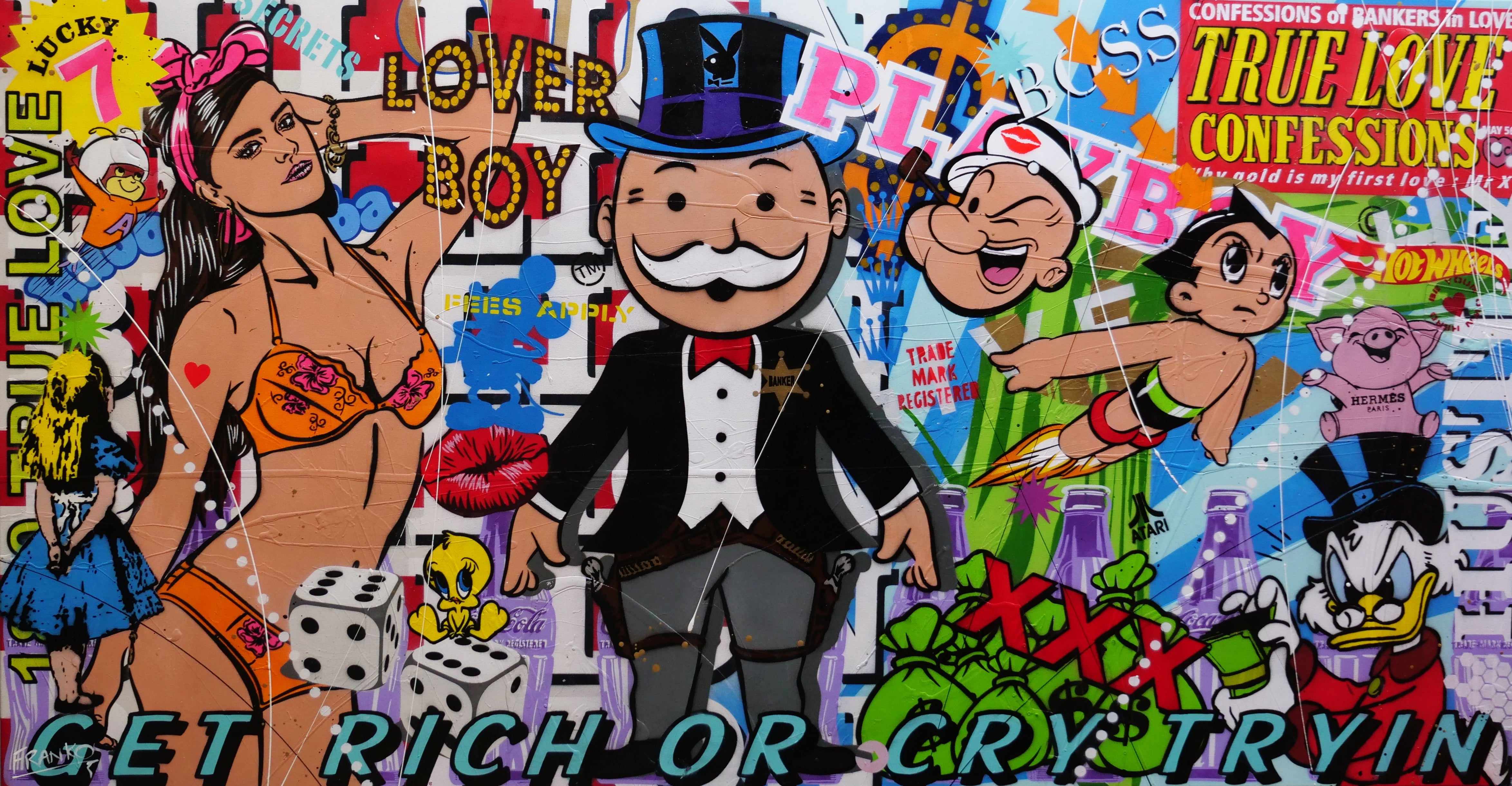 Monopoly Man Textured Urban Pop Art Canvas Painting - 75