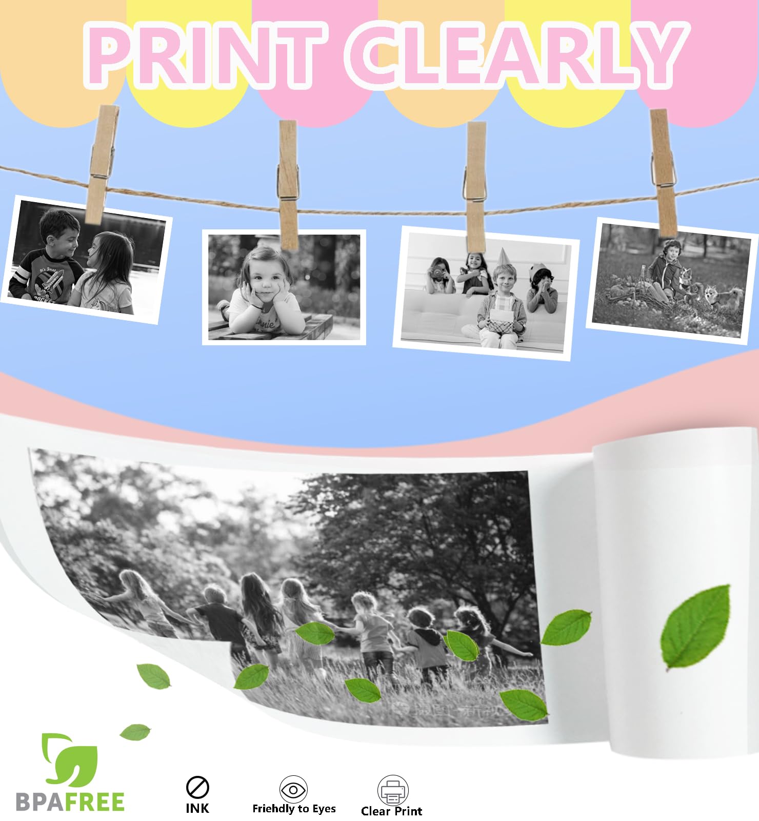 6 Roll Kids Instant Print Camera Paper - HD Thermal Printer Paper Refill for Children's Camera (White) | Perfect for Birthday Parties, School Projects & DIY Photo Fun