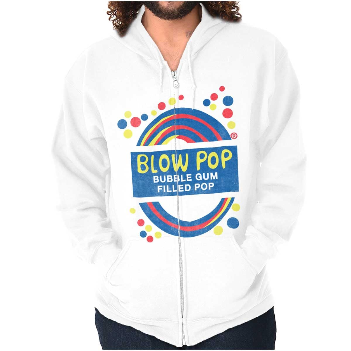 Brisco Brands Blow Pop Retro Lollipop Candy Wrapper Zip Up Hoodie for Men & Women - Vintage Sweatshirt for Candy Lovers, Casual Wear & Street Fashion