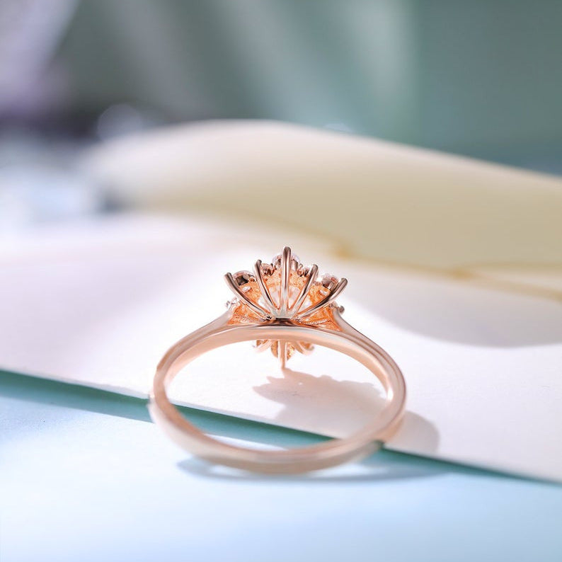 Elegant Floral Moonstone Engagement Ring for Women in Rose Gold – Perfect for Proposals, Weddings & Anniversary Gifts