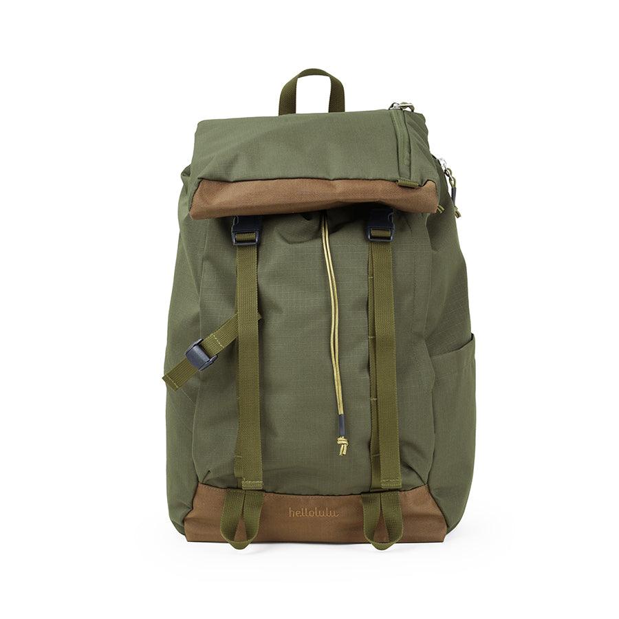 HELLOLULU Gio Utility Flap Backpack in Olive Drab - Stylish & Durable Everyday Carry Bag for School, Work, Travel & Outdoor Adventures