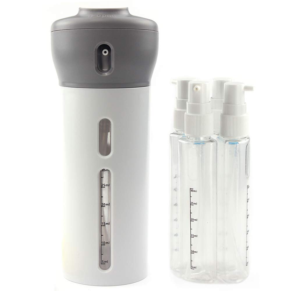 4-in-1 Travel Dispenser Bottle Set - Leak Proof Refillable Cosmetic Containers for Toiletries, Lotion & Liquid - Perfect for Air Travel, Gym & Vacation Essentials (BPA-Free Plastic)