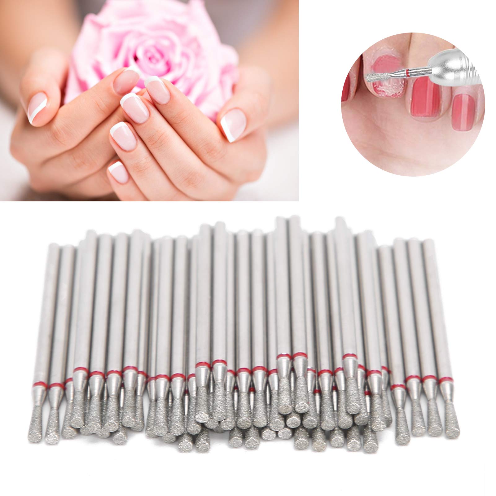 50pcs Inverted Cone Nail Drill Bits Set - Professional Nail Polishing & Grinding Heads for Manicure, Dead Skin Removal & Cuticle Care | Perfect for Nail Art, Salon & Home Use