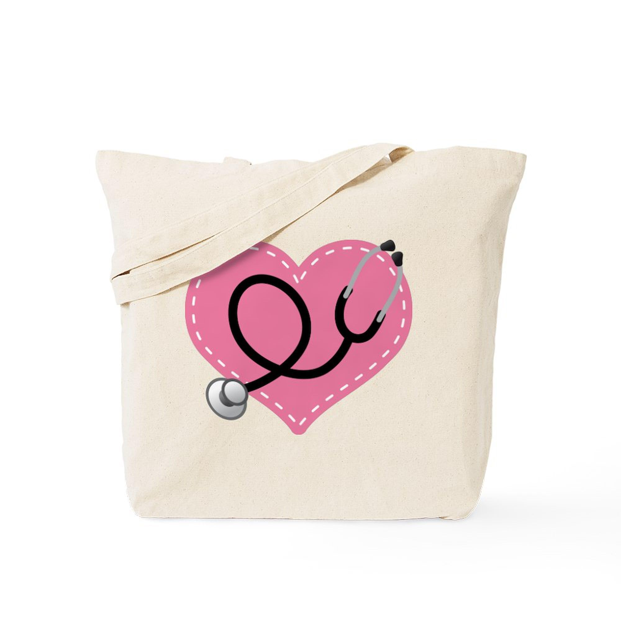 Doctor Nurse Heart Tote Bag - Natural Canvas Reusable Shopping Bag for Medical Professionals - Perfect for Hospitals, Clinics & Daily Use