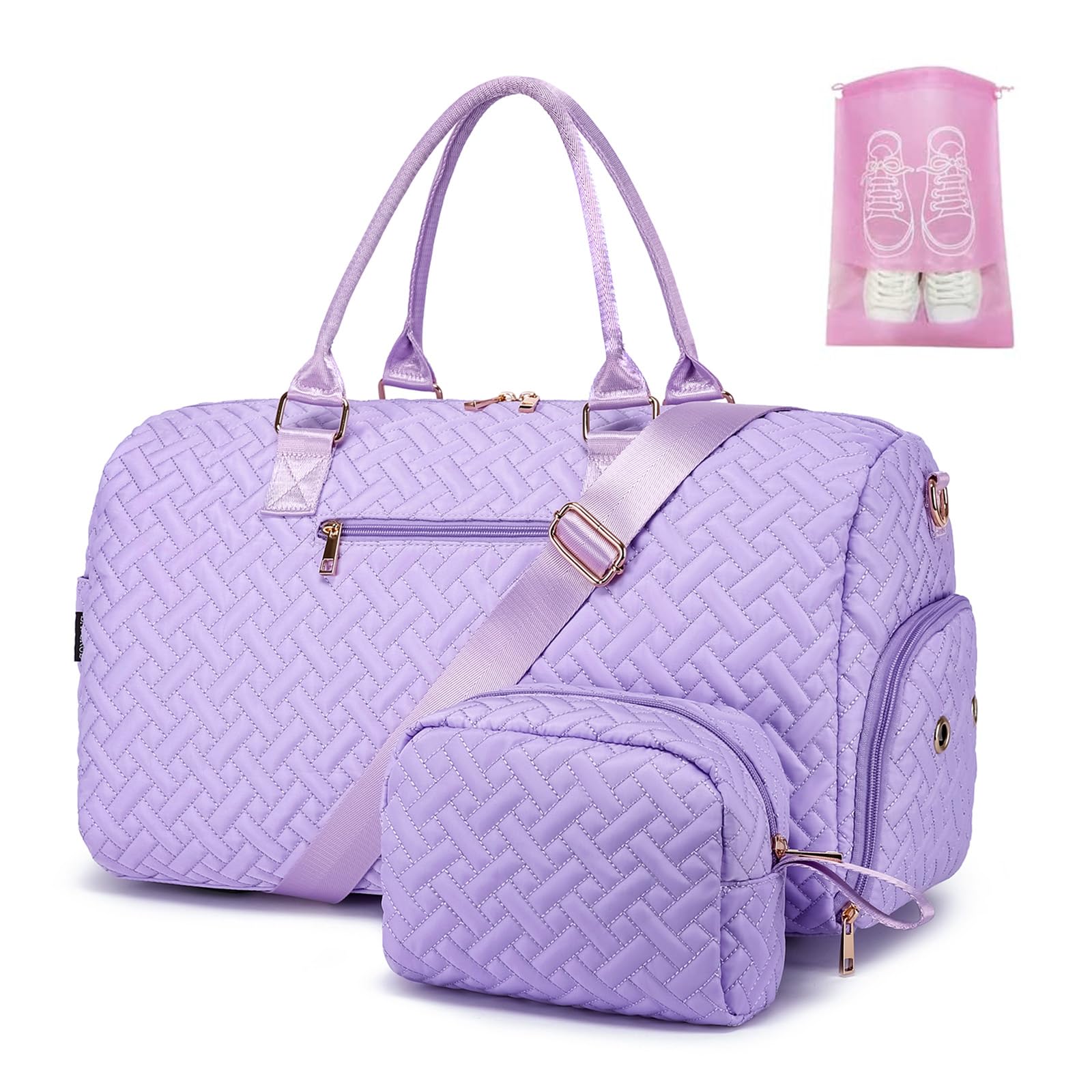 Best Duffle Bag for Travel & Gym - 50L Weekender Bag with Shoe Compartment & Wet Pocket, Carry On Overnight Bag for Women, Includes Toiletry Bag - Perfect for Hospital, Labor & Delivery, Weekend Getaways & Workouts