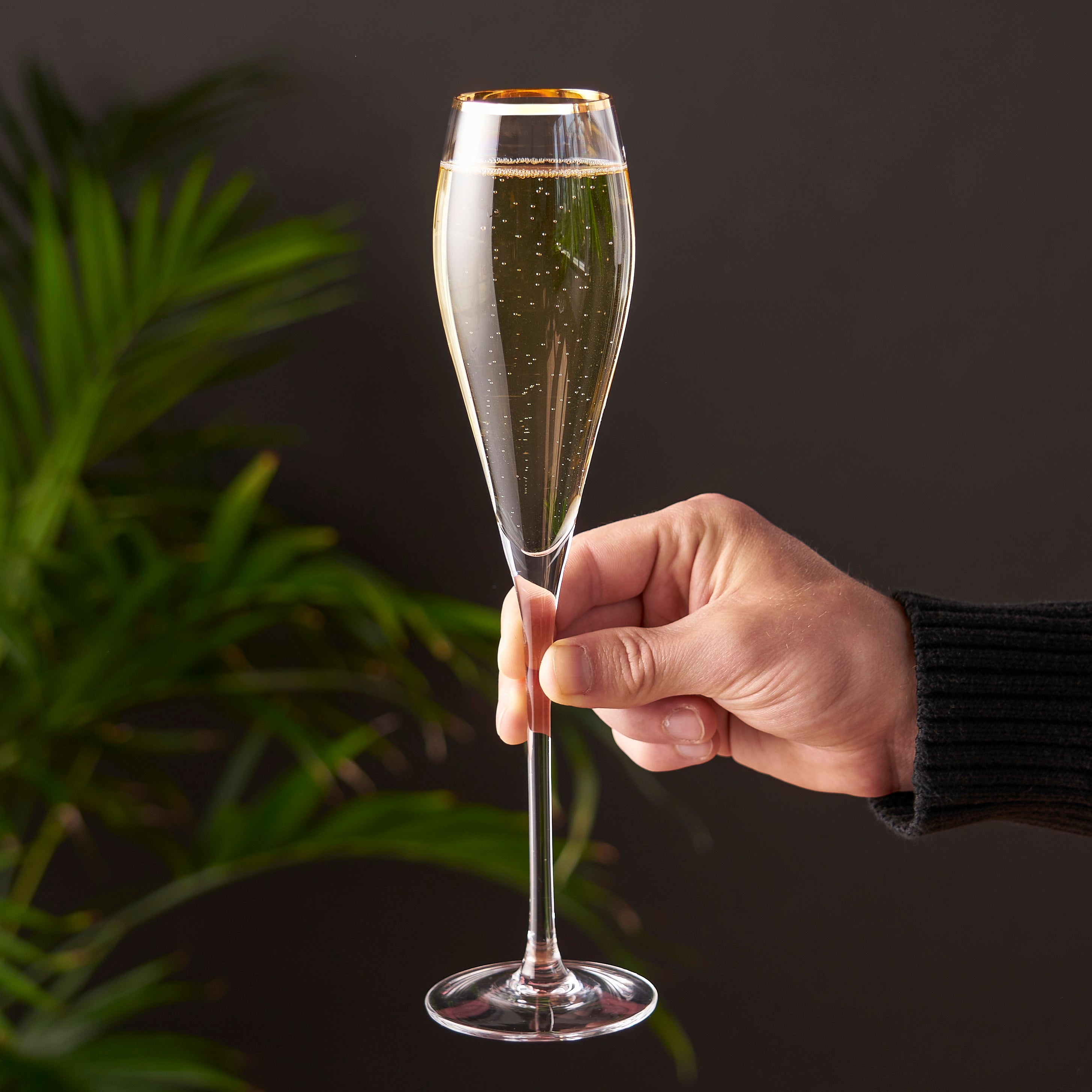 Luxury Gold Rimmed Crystal Champagne Flutes Set of 2 - Elegant Wedding, Anniversary & Party Glassware for Celebrations & Romantic Dinners