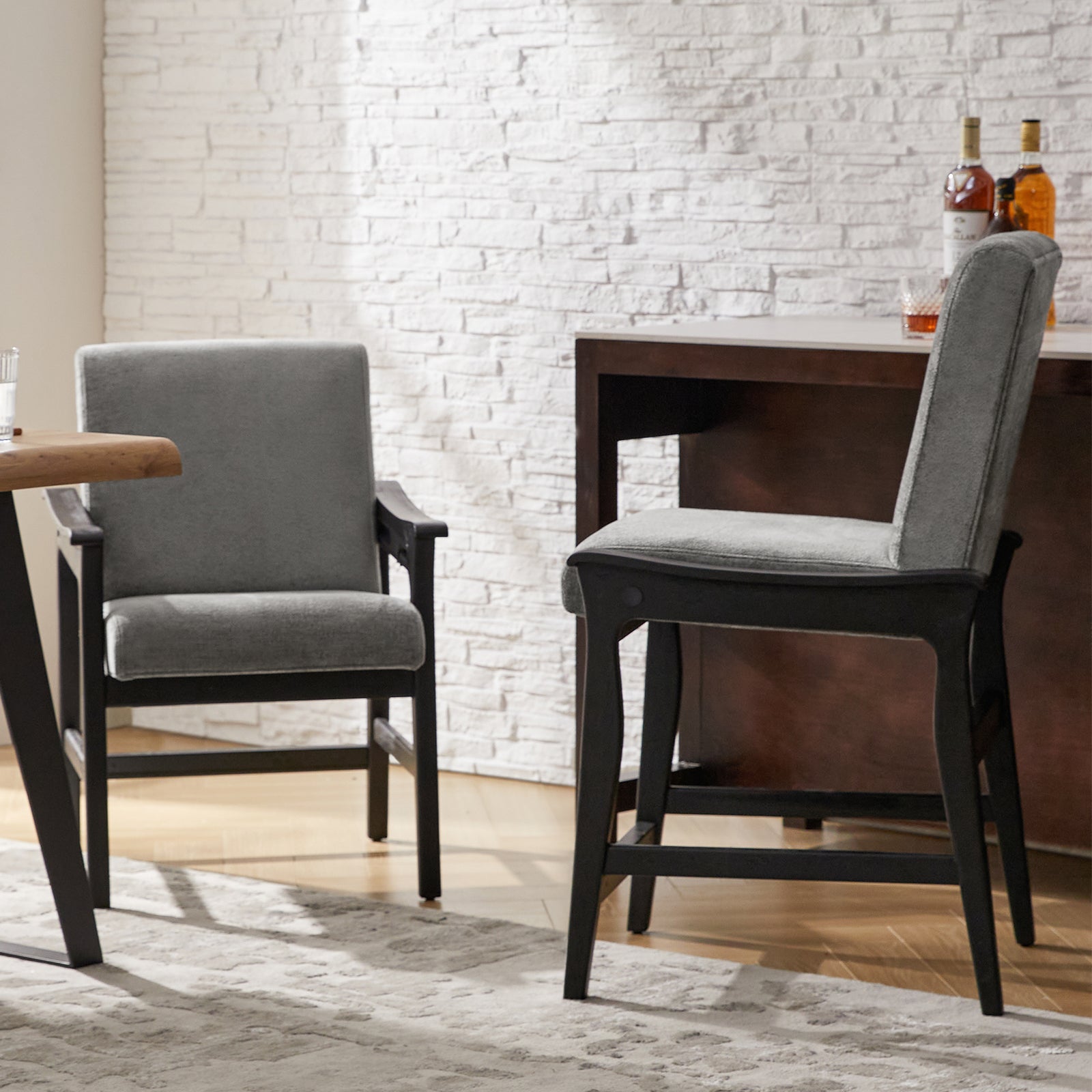 Modern Upholstered Counter Stool with Quick Shift to Dining Chair - Versatile Kitchen Island, Bar & Dining Room Seating for Home & Restaurant Use