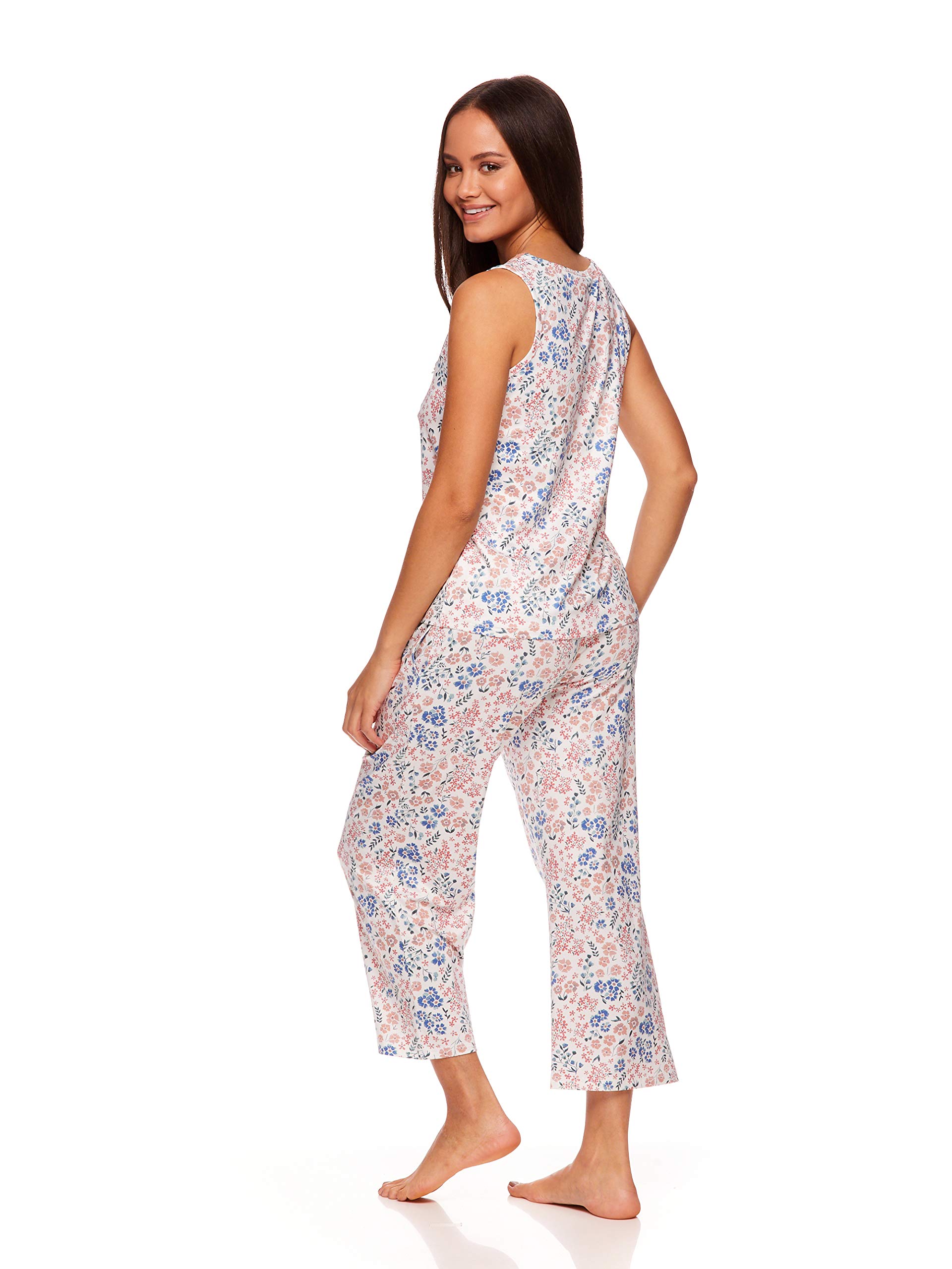 Nanette Lepore Women's Lace Trim Pajama Set - Floral Printed Top & Pants Lounge Wear for Sleep & Relaxation - Cozy Nightwear for Home, Vacation & Gift Giving