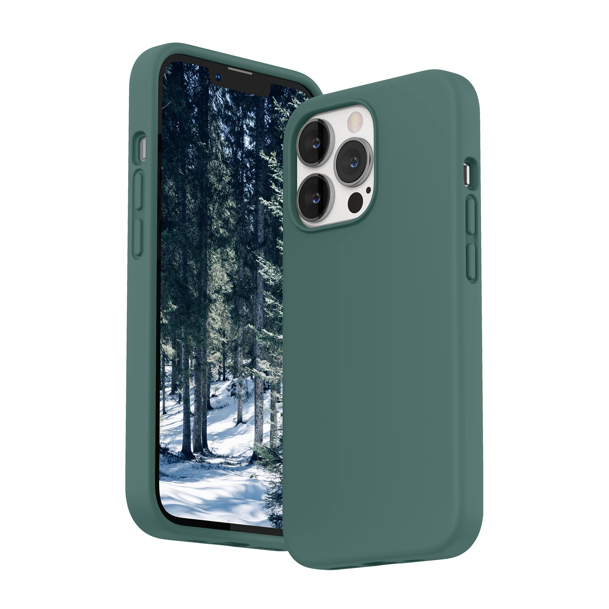 Premium SURPHY Liquid Silicone Case for iPhone 13 Pro (6.1-inch 2021) with Microfiber Lining - Shockproof Protective Phone Cover in Pine Green - Perfect for Daily Use, Travel & Outdoor Activities