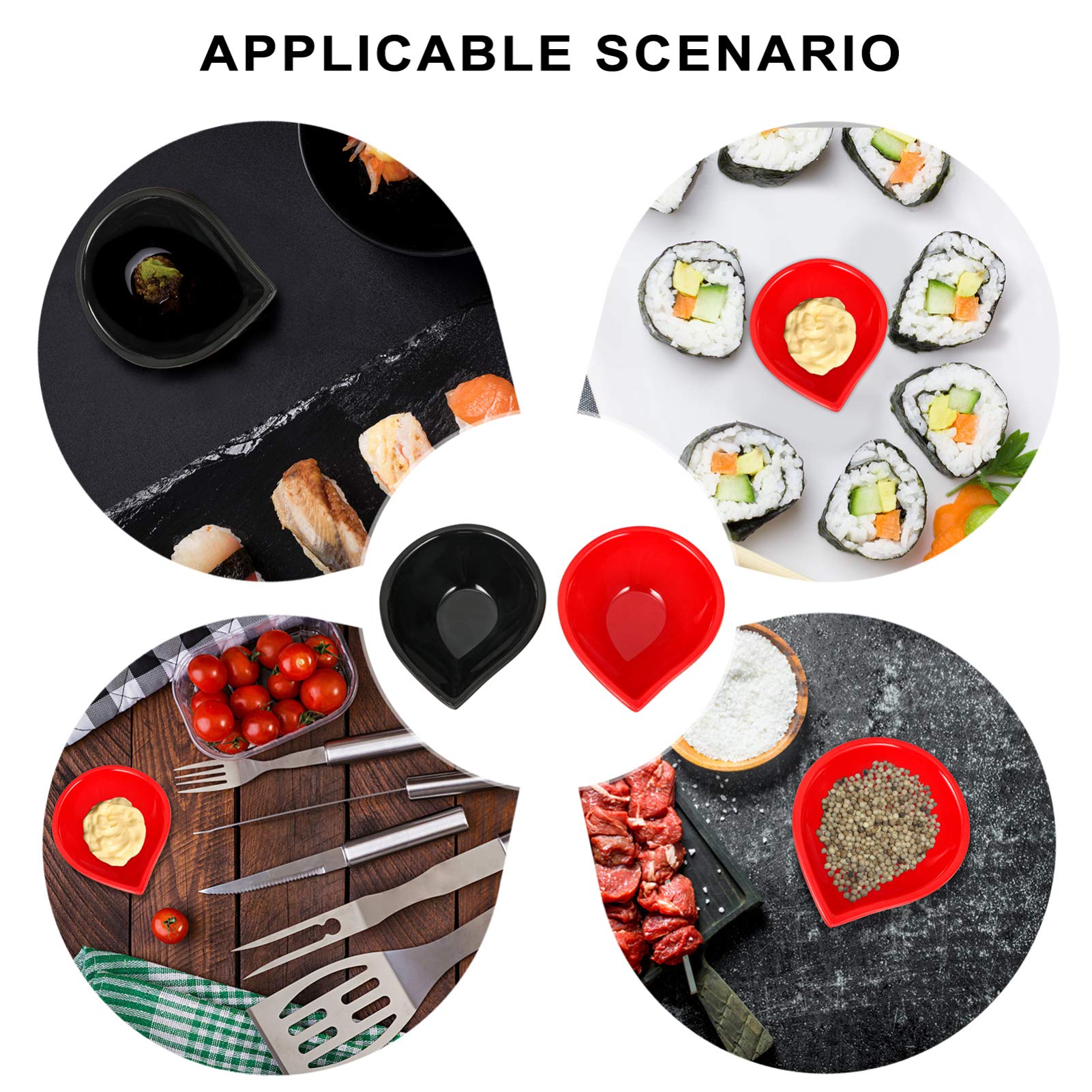 DOITOOL 6-Piece Melamine Dipping Bowls Set - Small Sauce Dishes for Seasoning, Condiments, Soy Sauce & Side Dishes - Perfect for Sushi, Dumplings, Snacks & Asian Cuisine