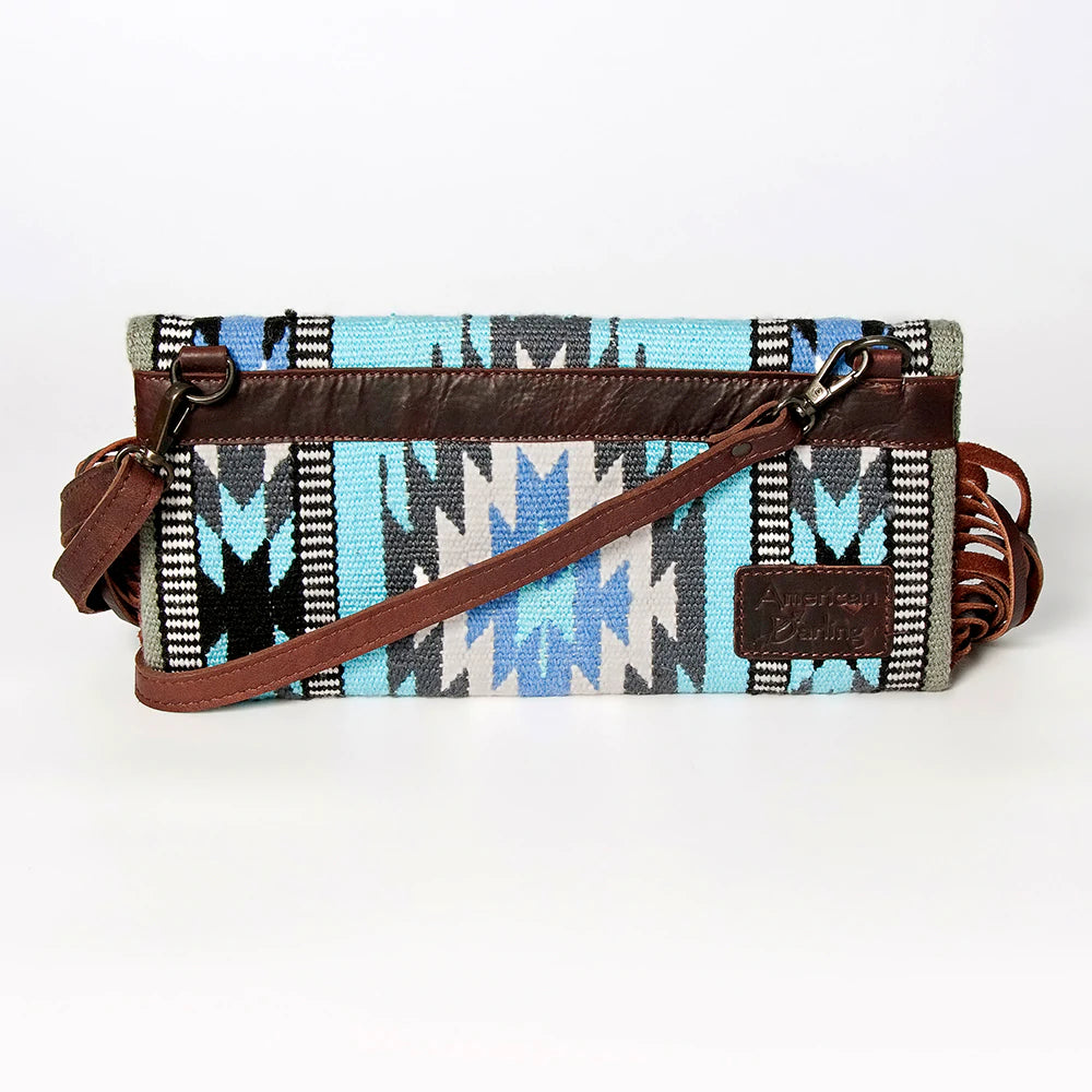 American Darling Turquoise Fringe Clutch - Elegant Evening Bag for Women, Boho Style Handbag with Beaded Detailing - Perfect for Weddings, Parties & Date Nights