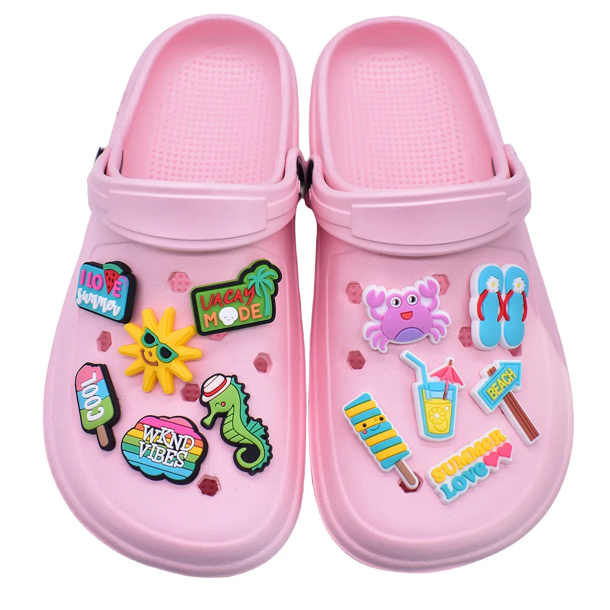 1Pcs PVC Summer Beach Ice Cream Cactus Shoe Charms for Crocs - Cute Shoe Accessories & DIY Decorations - Fits Crocs Shoes & Wristbands - Perfect for Beach Parties, Pool Days & Summer Fashion