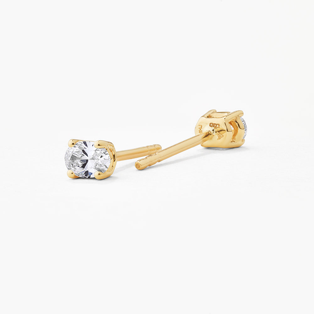 10k Gold Oval Stud Earrings with Lab-Grown Diamonds | Elegant Everyday Jewelry for Women