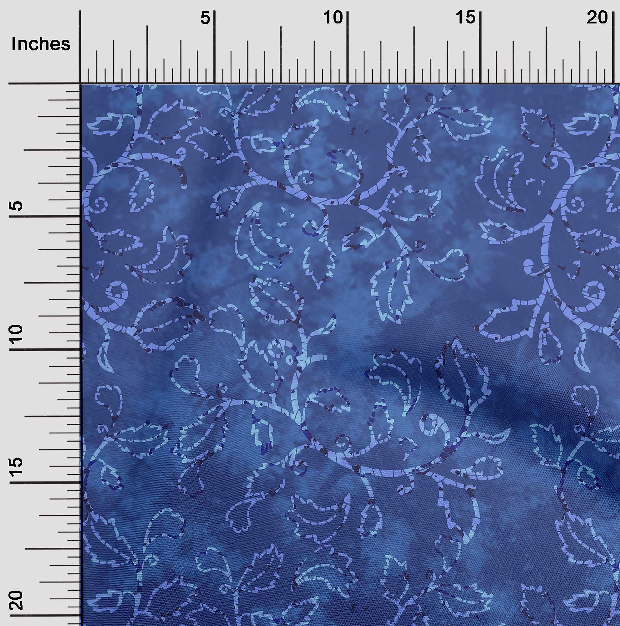 oneOone Polyester Spandex Medium Blue Batik Fabric - 56 Inch Wide for DIY Clothing, Quilting & Craft Projects | Premium Printed Fabric by the Yard for Dressmaking & Home Decor