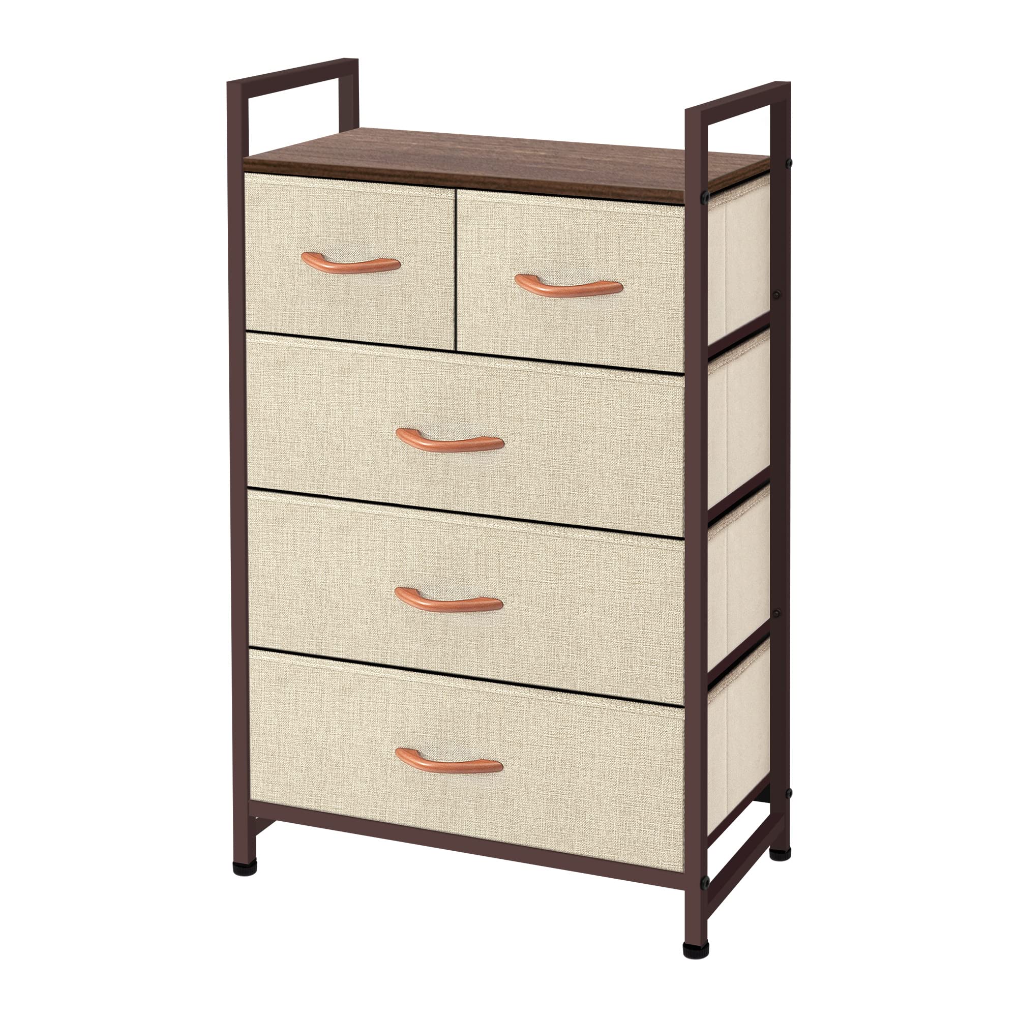 AZL1 Life Concept Fabric 5-Drawer Organizer Unit - Easy Assembly Vertical Dresser Storage Tower for Closet, Bedroom & Entryway (Beige) | Space-Saving Clothes & Accessories Storage Solution