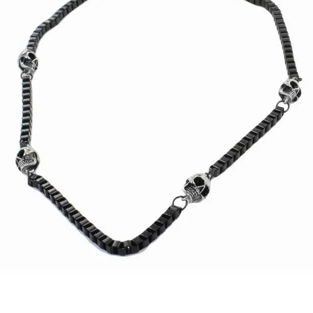GoSteel Biker Skull Chain Necklace for Men - Stainless Steel Gothic Punk Jewelry - Perfect for Motorcycle Riders, Rock Concerts & Edgy Fashion