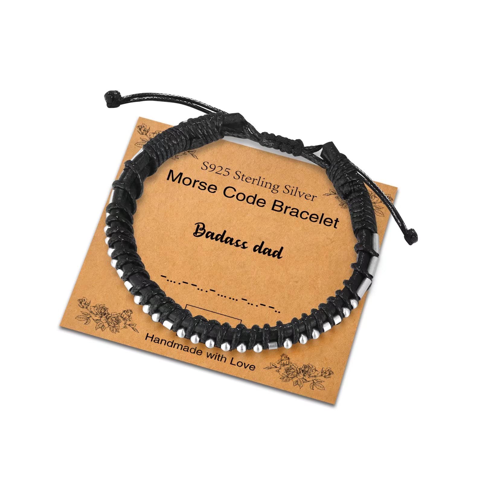 Sterling Silver Morse Code Bracelet for Women & Men - Adjustable Leather Bracelet with Inspirational Message - Unique Birthday & Friendship Gift Jewelry for Couples, Best Friends, Lovers - Perfect for Everyday Wear, Special Occasions & Meaningful Gifting