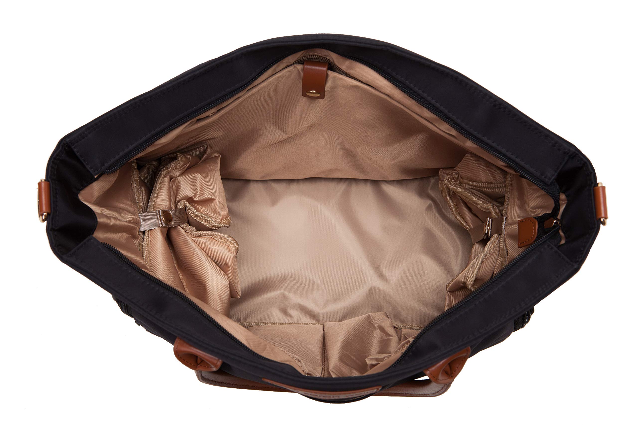 Sarah Wells Abby Breast Pump Bag with Genuine Leather Straps - Stylish & Functional Diaper Bag for Nursing Moms - Perfect for Work, Travel & On-the-Go Pumping (Black)