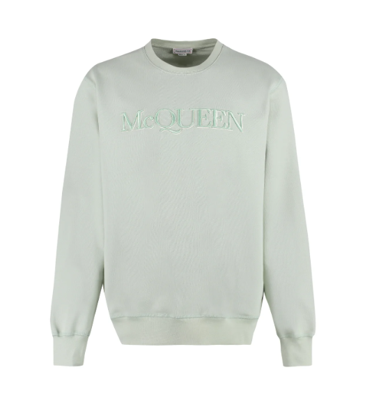 Alexander McQueen Pastel Green Men's Sweatshirt 688719QUX96 - Premium Cotton Pullover Hoodie for Casual Wear & Street Style Fashion