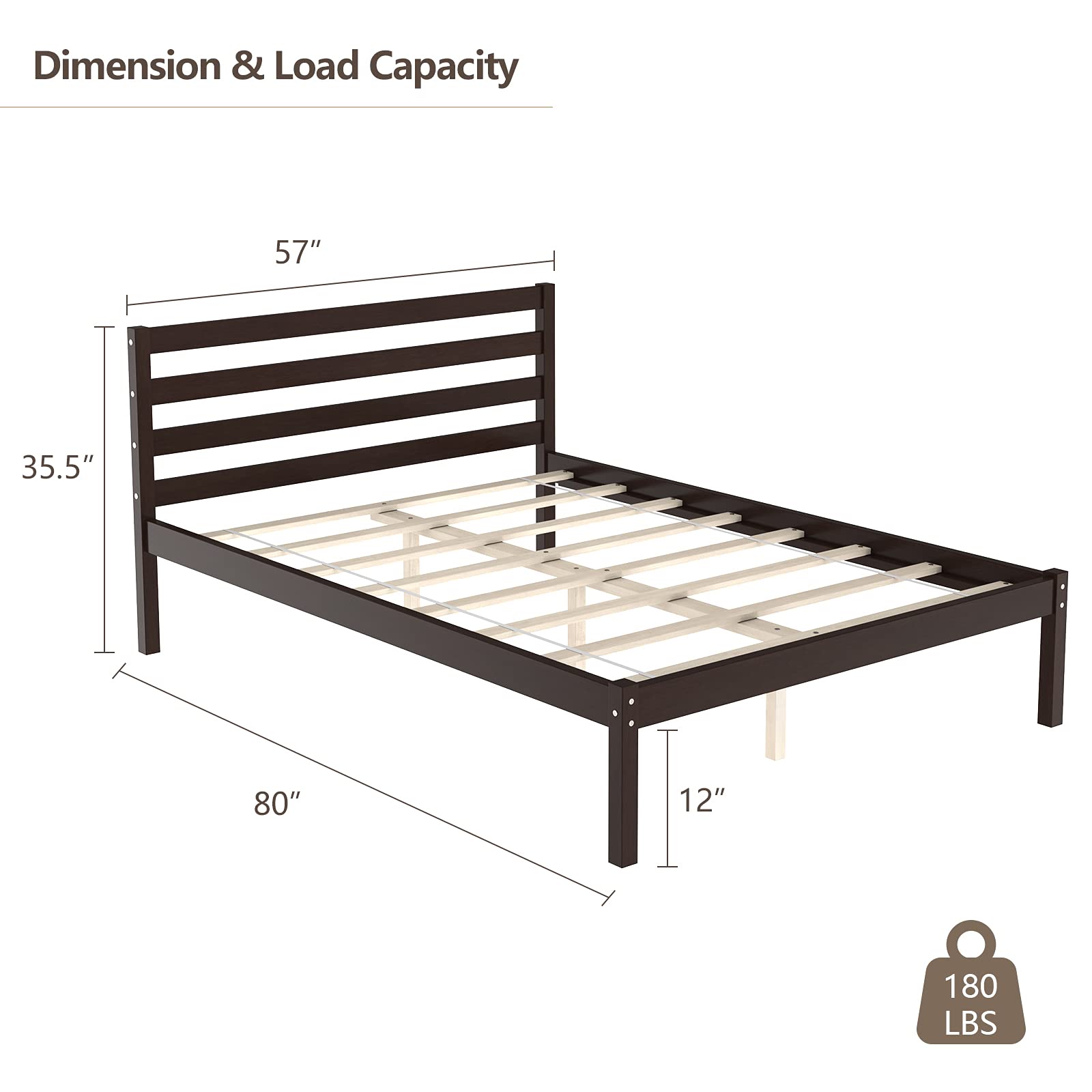 Giantex Full Size Wood Platform Bed Frame with Paneled Headboard - Sturdy Wood Slat Support, No Box Spring Needed, Espresso Finish - Perfect for Modern Bedrooms, Guest Rooms & Dorm Rooms