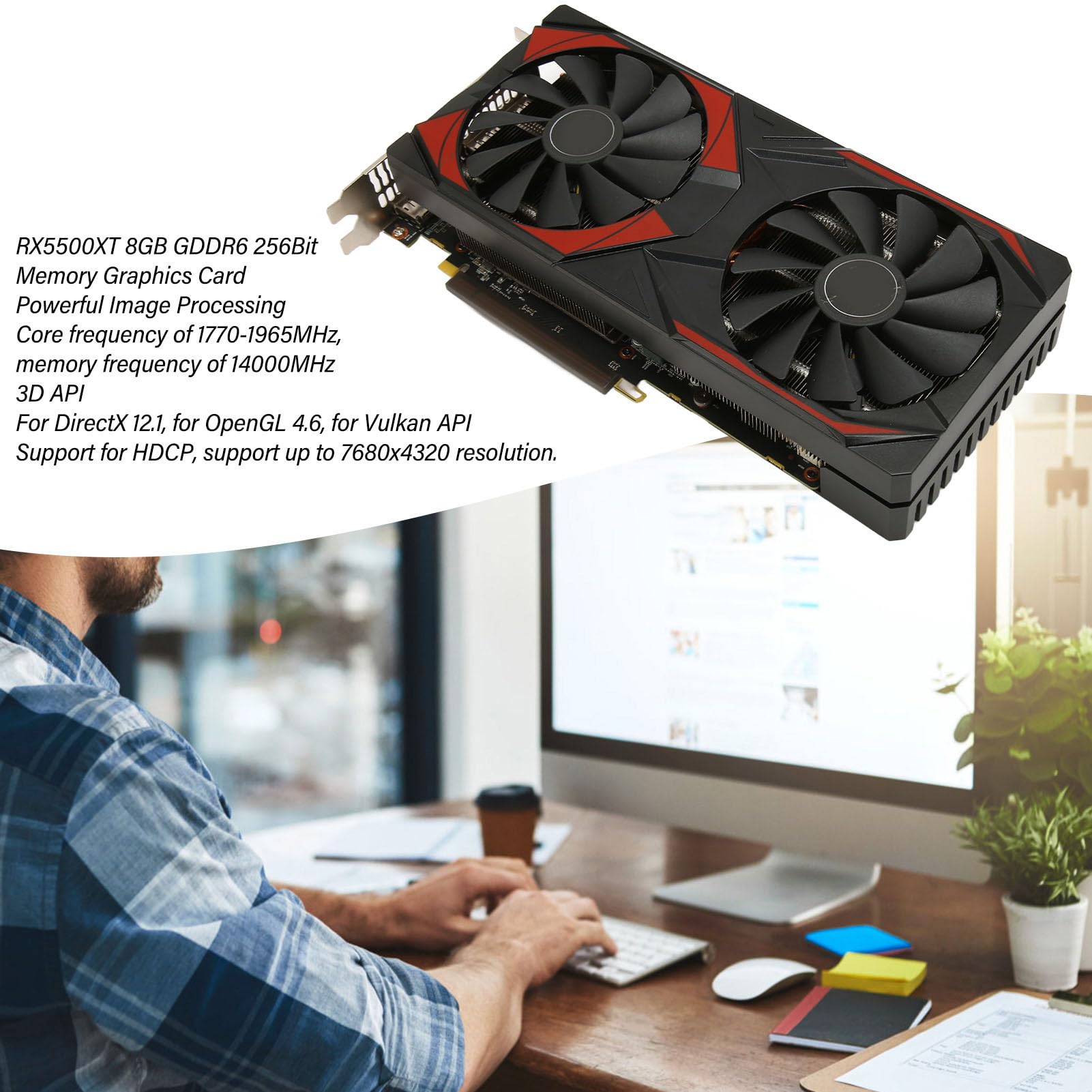 AMD Radeon RX 5700 XT 8GB GDDR6 256-Bit PCIe 4.0 Gaming Graphics Card with Dual Fan Cooling, HDMI & 3x DisplayPort - Perfect for 1440p/4K Gaming, VR, Video Editing & Streaming