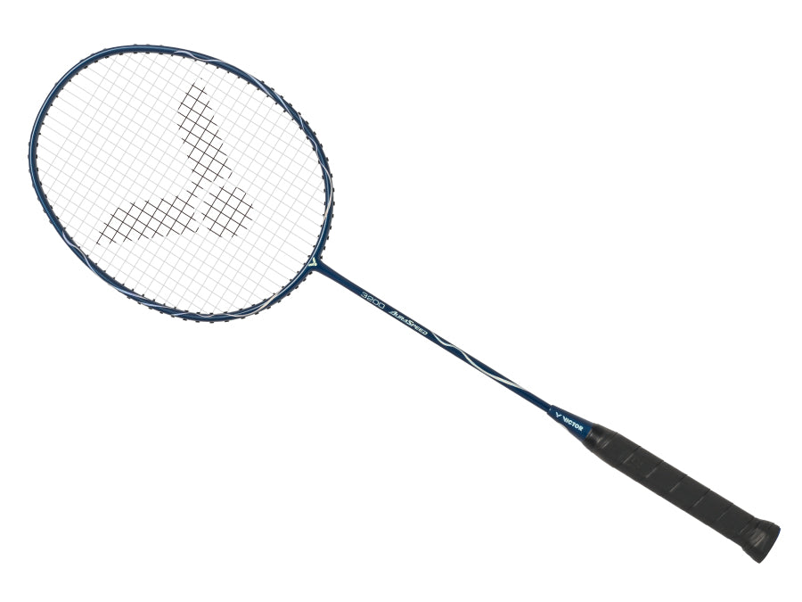 VICTOR AURASPEED 3200B Pre-Strung Badminton Racket - Dark Mineral Blue - Professional Carbon Fiber Shuttlecock Racket for Advanced Players - Perfect for Tournaments & Training Sessions