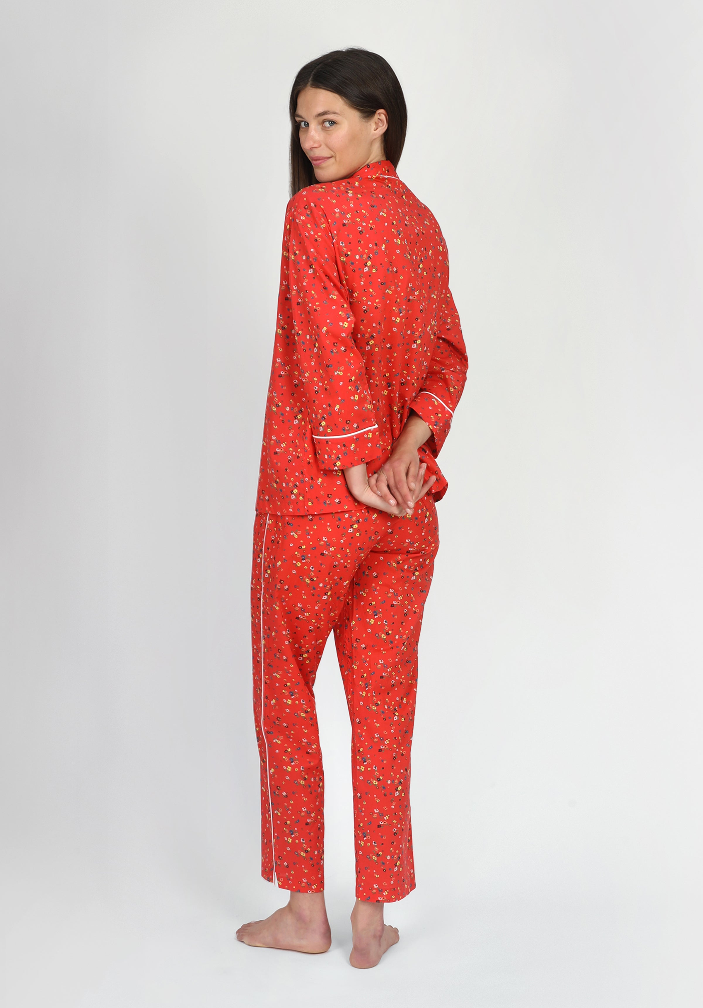 Liberty Staccato Red Women's Pajama Set - Soft Cotton Sleepwear for Women, Lounge Pajamas for Relaxing at Home or Traveling