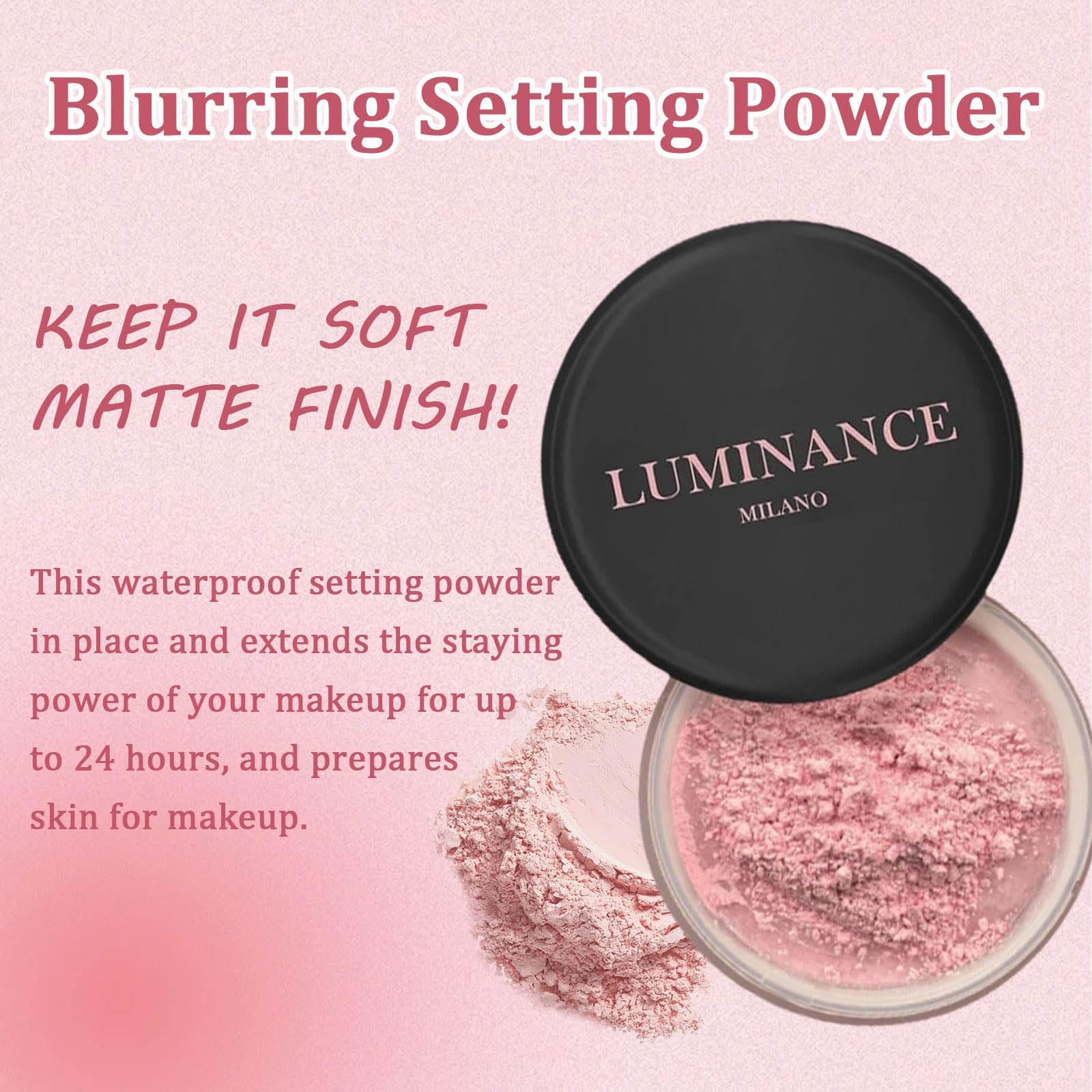 Luminance Milano Translucent Blurring Setting Powder - Pink & Neutral Shades for All Skin Tones | Oil Control, Pore Minimizing, Long-Lasting Makeup Finish | Perfect for Daily Wear, Photography & Special Occasions
