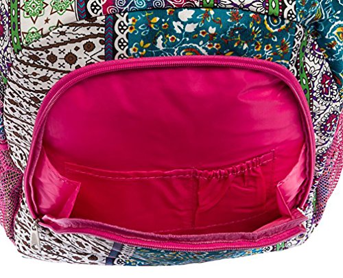 16.5 Inch Bohemian Pink School Backpack - Travel Laptop Bag for Women & Teens, Lightweight Multipurpose Daypack for College, Work, Hiking & Daily Use