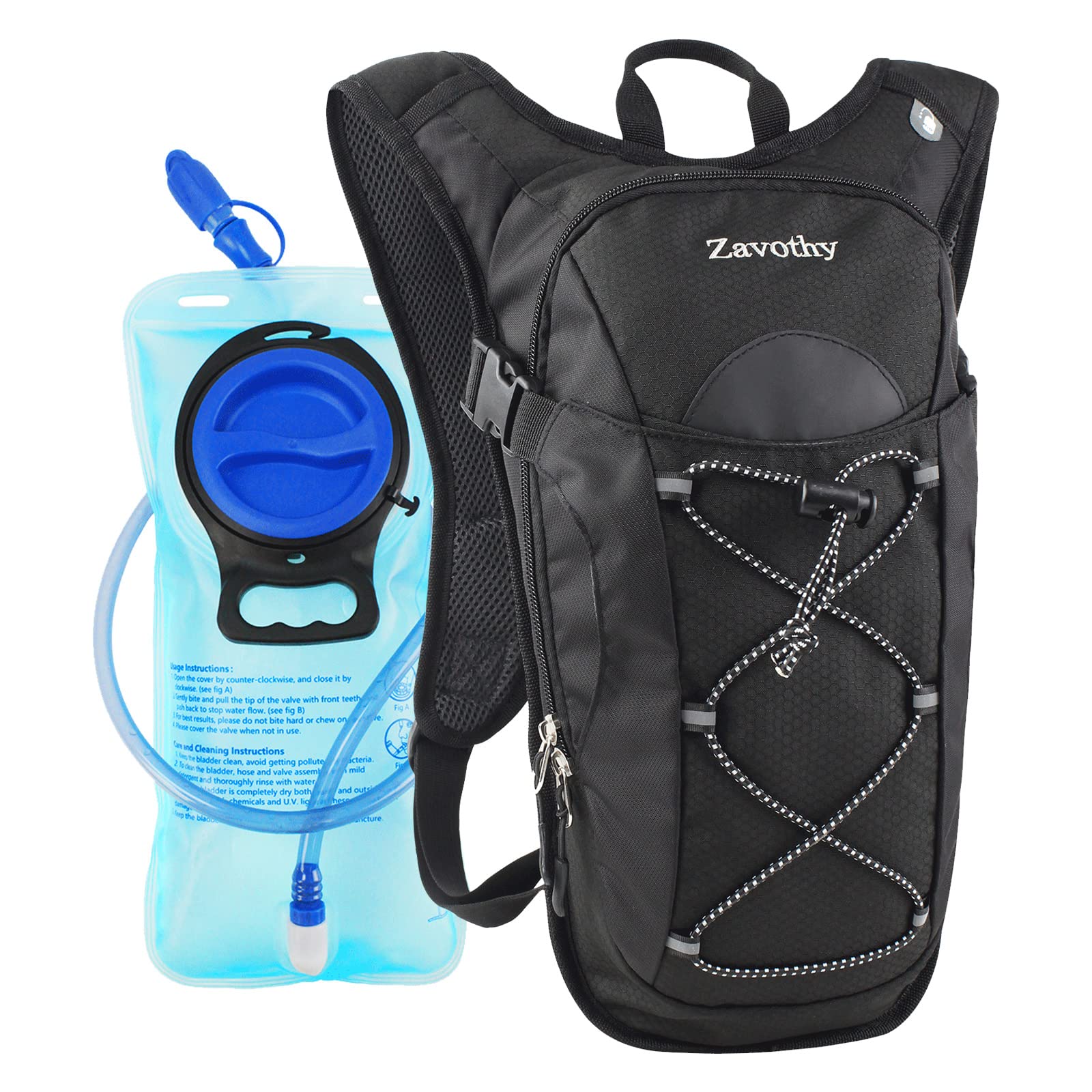 Zavothy 2L Hydration Backpack with Leak-Proof Bladder - Lightweight Water Pack for Running, Cycling, Hiking & Outdoor Sports - Perfect for Marathon, Trail Running & Camping Adventures