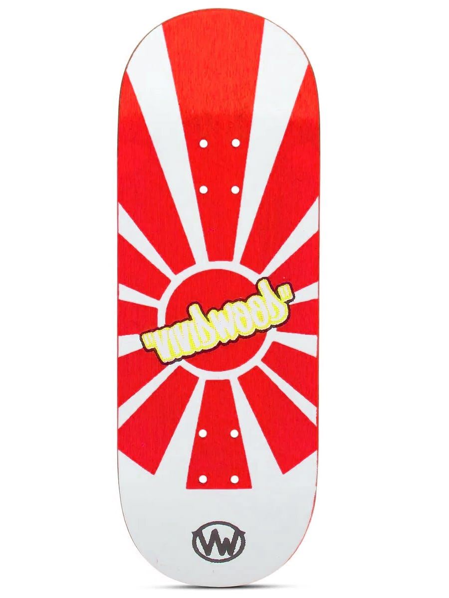VividWood Fingerboard Deck - Red Sunrise | Professional Finger Skateboard for Tricks & Stunts | Perfect for Skateboarding Enthusiasts & Collectors