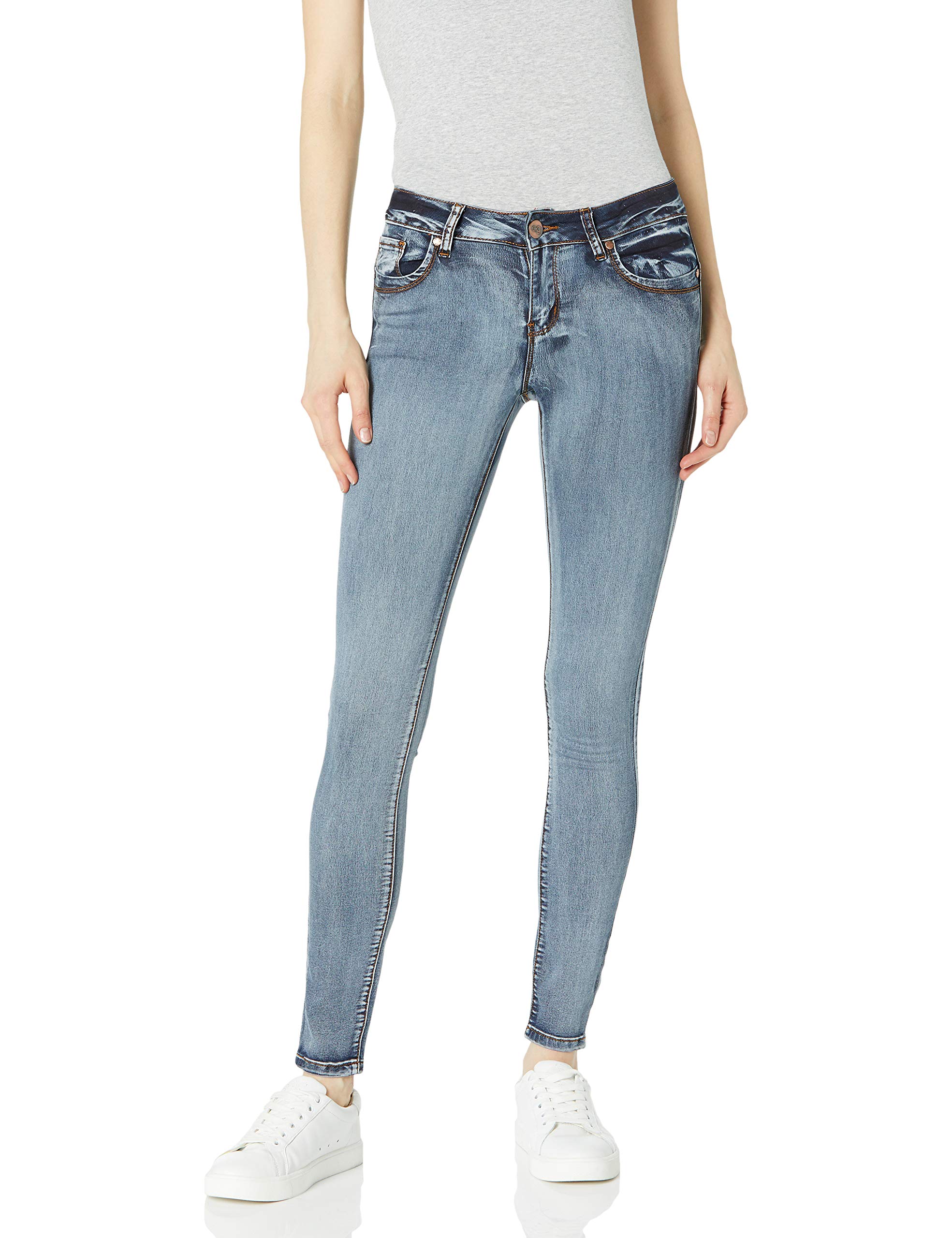 COVER GIRL Women's Skinny Cuffed Stone Whisker Wash Jeans - 29 Inseam for Casual Wear & Everyday Comfort | Perfect for Work, Date Night & Weekend Outfits
