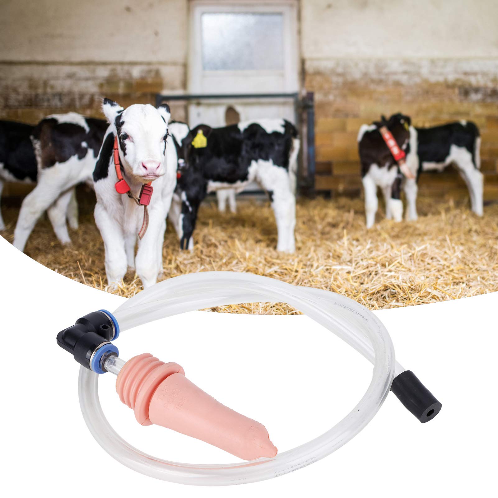 Calf Feeding Nipple with Tube - Double-Sided Rubber Nipple for Feeding Bottles - Farm Use