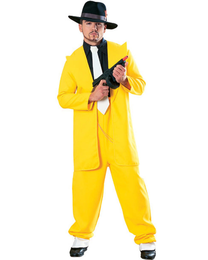 Vintage 1920s Yellow Gangster Suit for Men - 3-Piece Pinstripe Costume Set with Hat & Tie - Perfect for Halloween, Cosplay, and Themed Parties