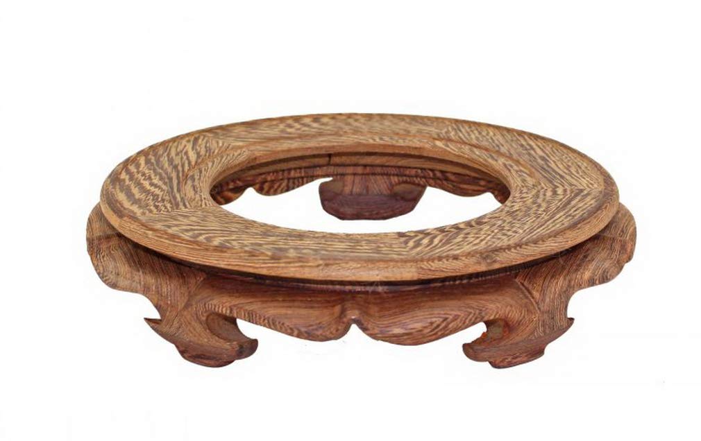 GOLDY&WENDY Solid Wood Asian Vase Stand with Crystal Ball - Handcrafted Display Stand for Collectibles, Plants & Home Decor | Perfect for Feng Shui, Living Room & Office Decor