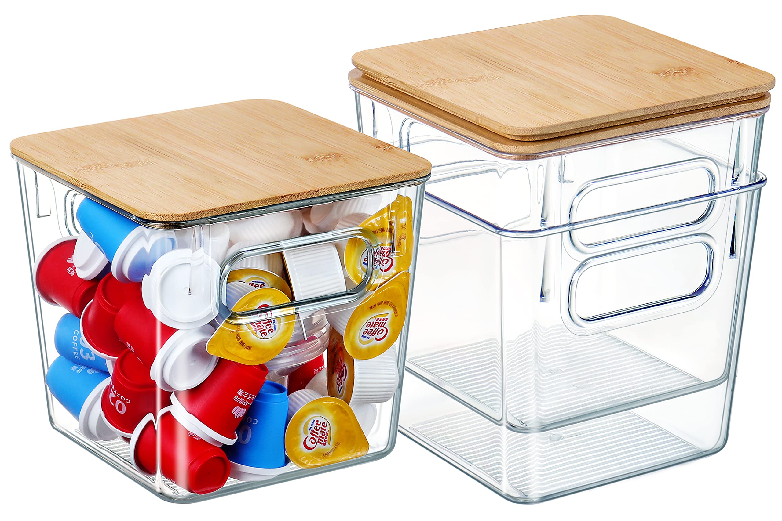 Bamboo Lid K Cup Organizer - 3 Pack Large Capacity Coffee Pod Holder for Keurig - Perfect for Coffee Bar, Kitchen Counter & Office Breakroom Storage