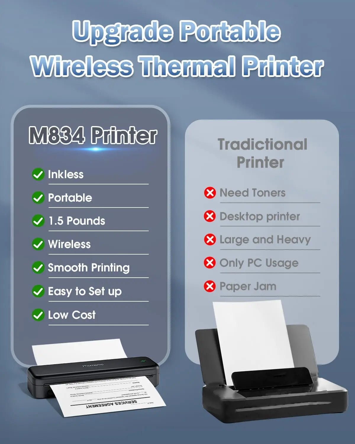 Phomemo M834 Bluetooth Thermal Portable Printer - Wireless Label Maker for Shipping, Receipts & Home Organization | Perfect for Small Business, Retail & DIY Projects