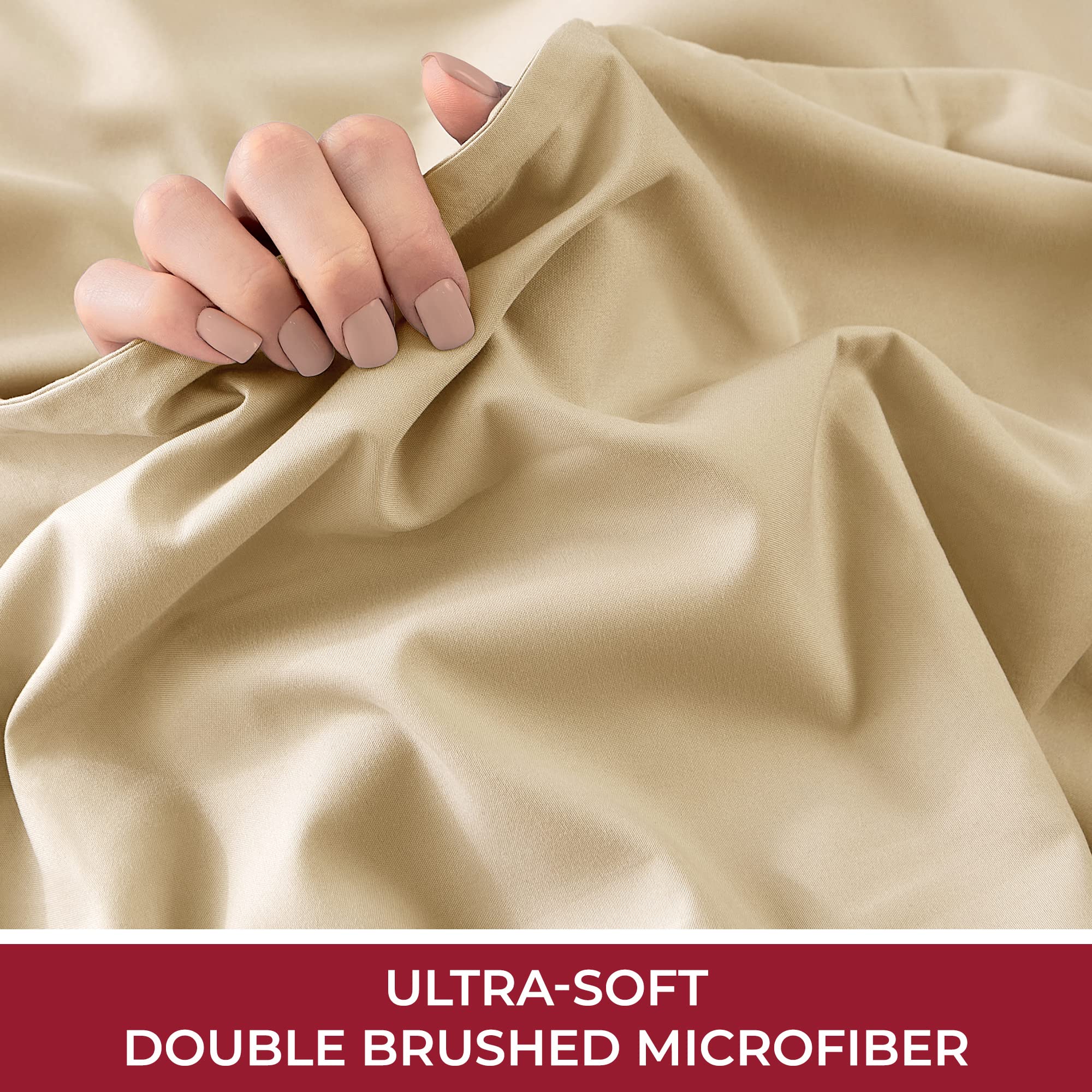 Mellanni King Size Fitted Sheet - Ultra Soft & Cooling Bed Sheet with 16 Inch Deep Pocket - Wrinkle, Fade & Stain Resistant - 1 PC (King, Beige) - Perfect for Master Bedroom, Guest Room & Vacation Homes