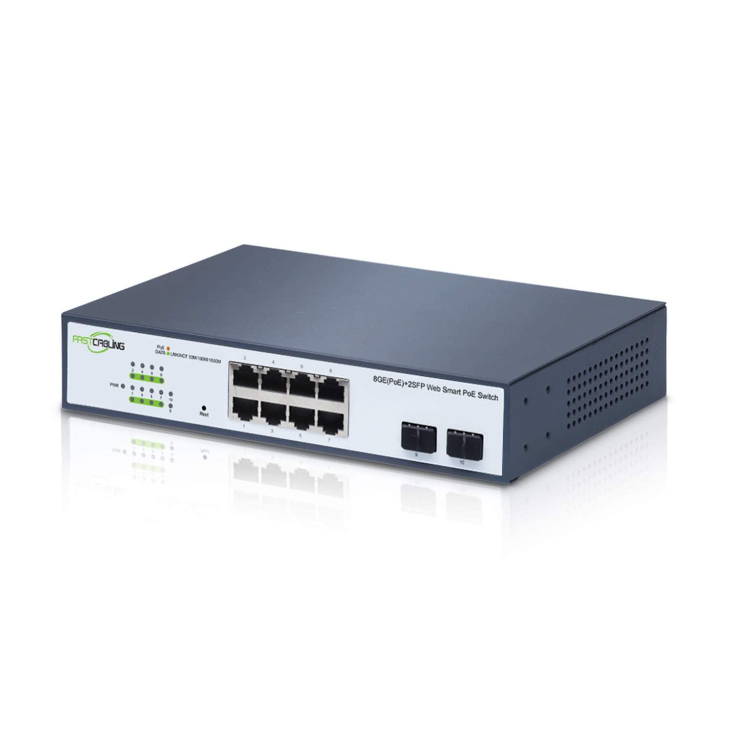 8-Port Gigabit PoE+ Managed Switch with 2 SFP Slots | 120W Power Budget | IEEE 802.3at | 30W per Port | VLAN, QoS, MAC Support | Plug & Play | Desktop/Wall Mount for Home Office, Surveillance & Network Expansion