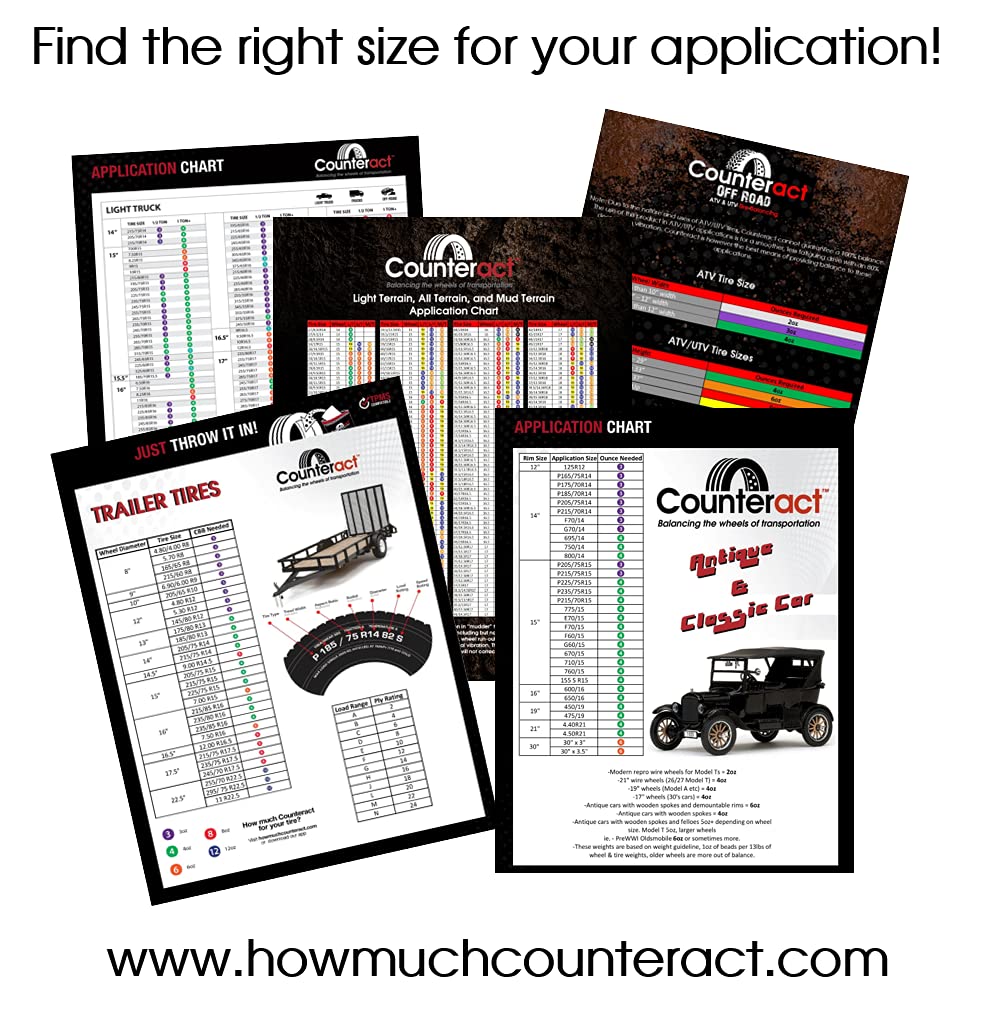 Counteract 14OZ-B12 Centrifugal Force Tire/Wheel Balancing Beads - Perfect for Off-Road Vehicles & Light Duty Trucks | 12 Pack 14oz Balance Bead Bags with Valve Cores & Caps | Improve Ride Smoothness & Reduce Tire Wear for Highway & Off-Road Adventures