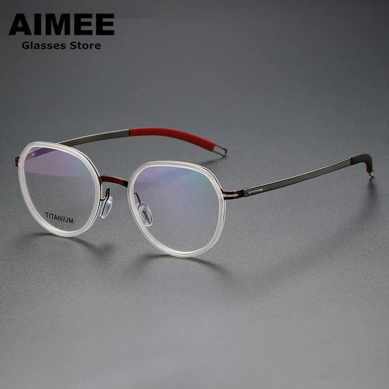 Aimee Unisex Full Rim Flat Top Oval Titanium Acetate Eyeglasses 60219 - Lightweight Durable Frame for Men & Women - Perfect for Reading, Work, and Everyday Use