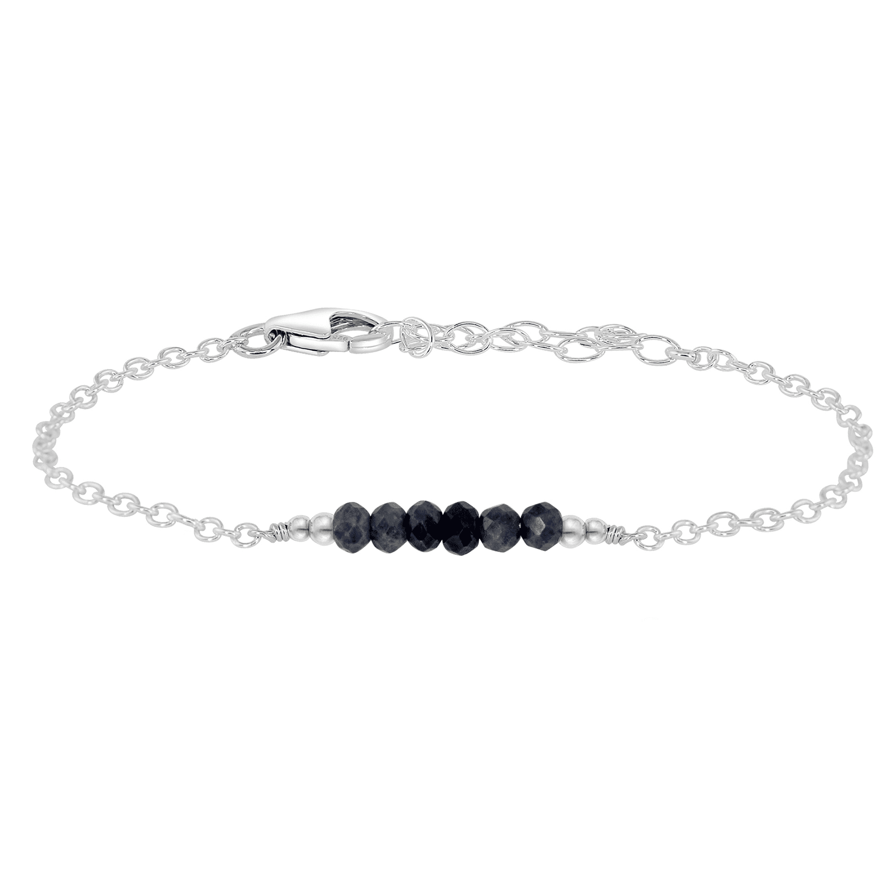 Sparkling Sapphire Gemstone Faceted Bead Bar Bracelet for Women - Elegant Handmade Jewelry Gift for Birthday, Anniversary & Special Occasions