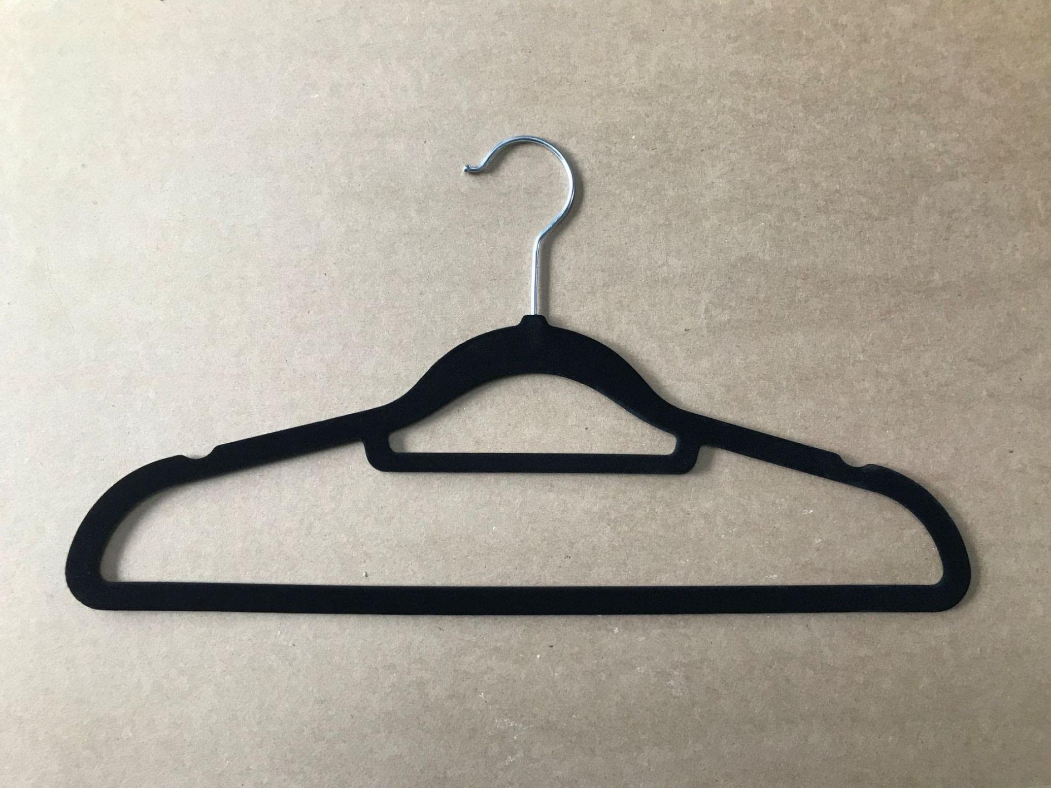 42cm Black Plastic Magic Flocking Clothes Hanger for Adults - Durable Household Storage & Clothing Organizer (Perfect for Closet, Wardrobe, and Retail Store Display)