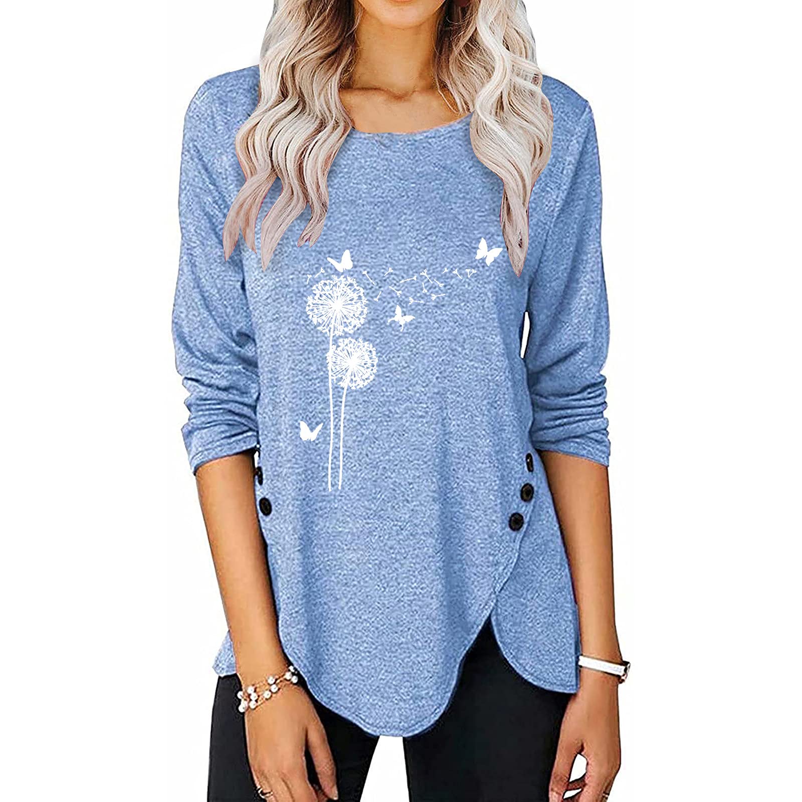 FQZWONG Women's Long Sleeve Casual Button Down Shirt - Soft Comfy Plus Size Western Blouse for Everyday Wear | Perfect for Office, Date Night & Fall Outfits