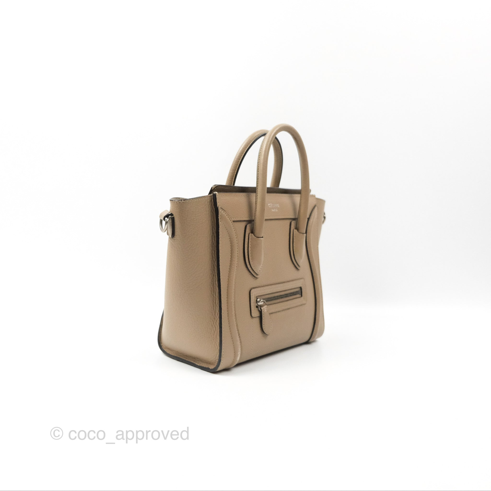 Celine Nano Luggage Bag in Dune Drummed Calfskin Leather - Stylish Crossbody Purse for Women, Perfect for Work, Travel & Everyday Use