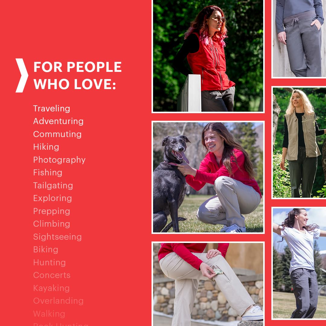 SCOTTeVEST Margaux Cargaux Women's Everyday Cargo Pants with 7 Hidden Pockets - Comfortable Travel Pants for Hiking, Commuting & Outdoor Adventures