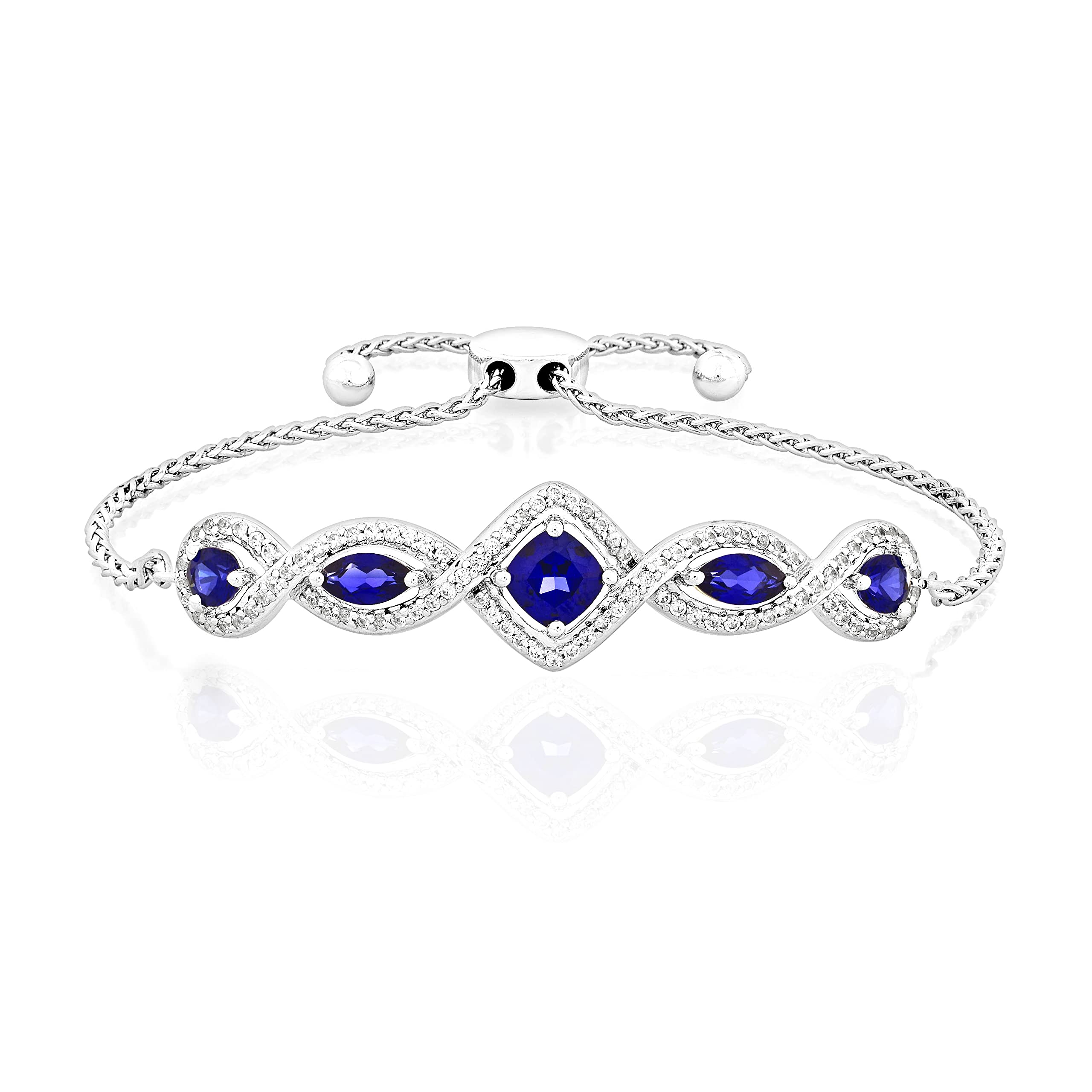 Premium .925 Sterling Silver Gemstone Bolo Bracelet - Adjustable 5” to 9.25” Tennis Style - Natural & Lab-Grown Stones (Amethyst, Topaz, Garnet) - Perfect for Casual Wear, Gifts & Special Occasions