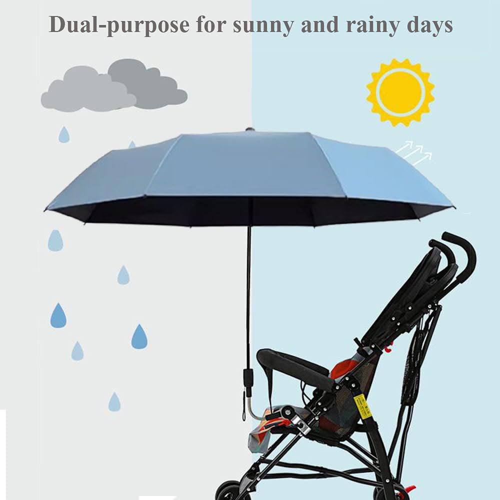 Nakazawa Universal Baby Stroller Sun Shade - UV Protection Waterproof Umbrella with Clip for Strollers, Bikes & Trolleys - Sky Blue | Perfect for Outdoor Walks, Park Visits & Beach Trips