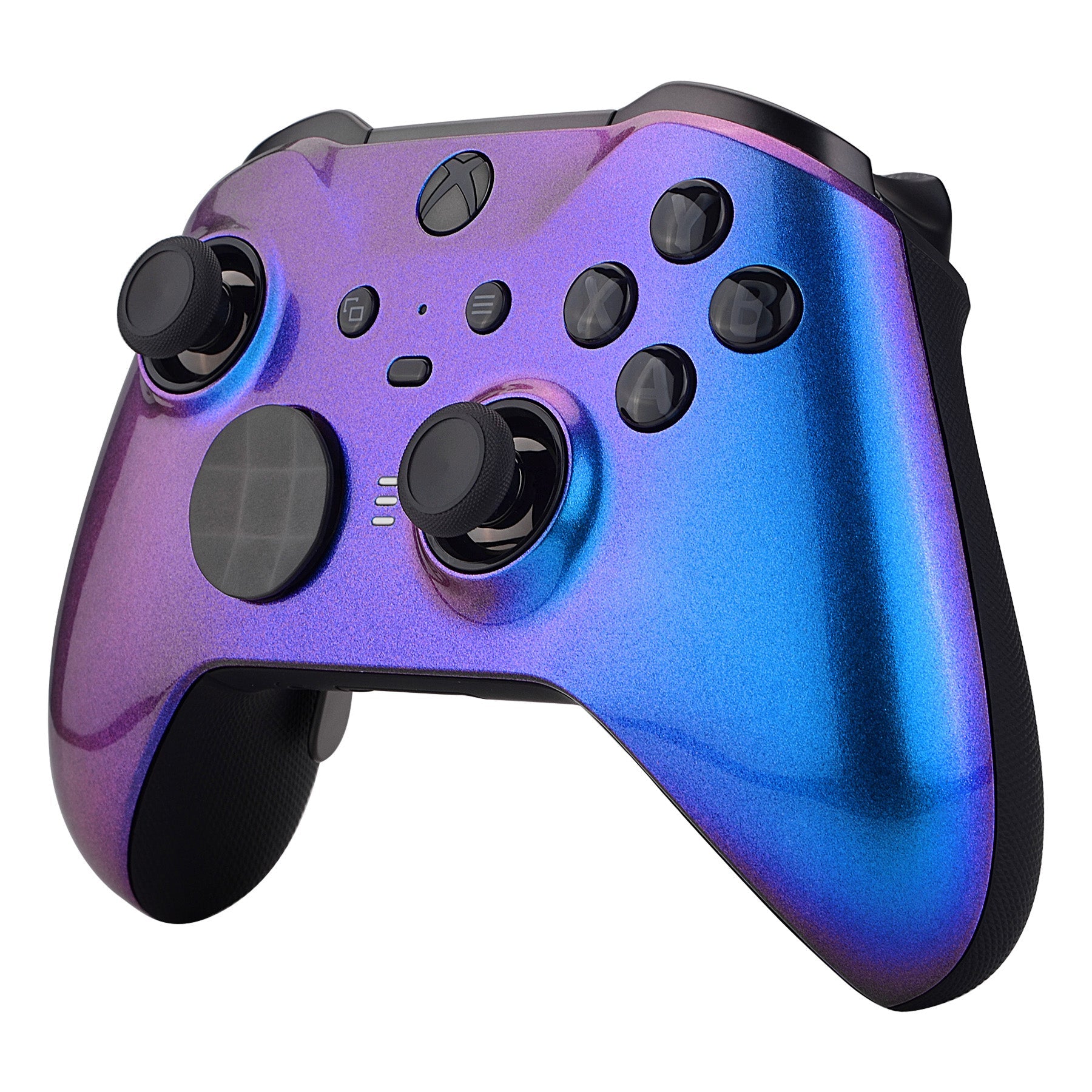 eXtremeRate Replacement Front Housing Shell Case with Accent Rings for Xbox One Elite Series 2 & Elite 2 Core Controller (Model 1797) - Chameleon Purple Blue - Custom Gaming Accessories for Enhanced Performance & Style