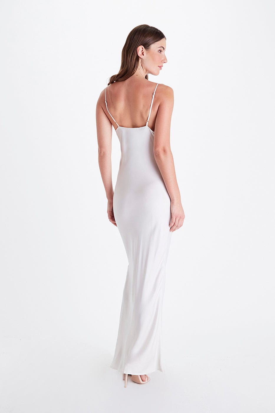 Elegant Cowl Neck TENCEL™ Modal Vegan Maxi Dress - Snow White | Sustainable Eco-Friendly Women's Formal Gown for Weddings, Parties & Special Occasions